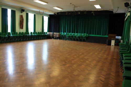 photo of stage curtain in school hall