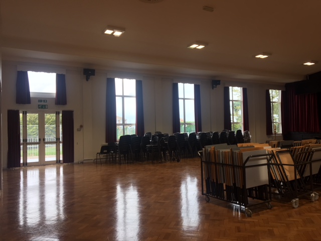 photo of curtains in windows in school hall