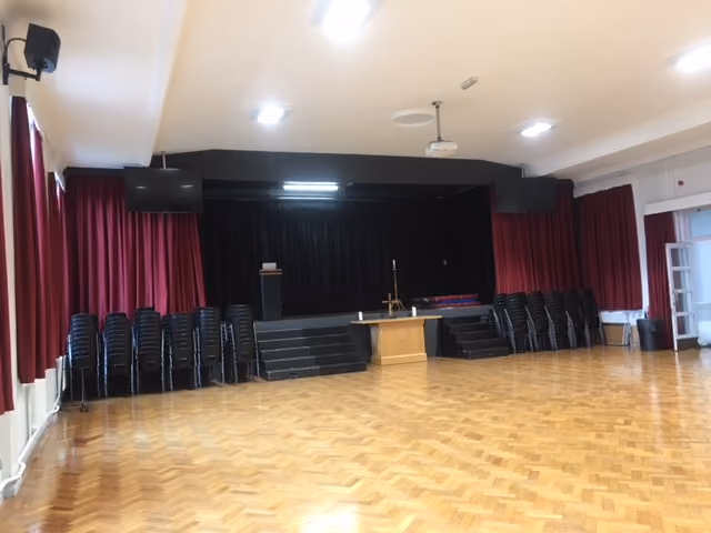 photo of stage curtain open